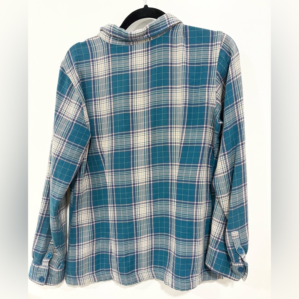 Patagonia Plaid 1/4 Button Down Shirt in Teal/Green | Women’s Size 8 - Picture 4 of 4